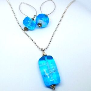 Set of icy blue baubles- necklace and earrings